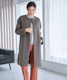 ANY 【防風裏地】ウールブレンドノーカラーコート