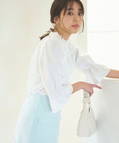 Feroux 【洗える】スタンドネックシャーリング ブラウス