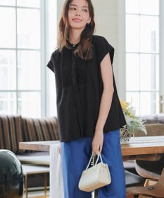 Tiaclasse 【洗える】フレンチスリーブピンタックブラウス