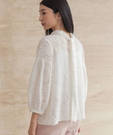 組曲 L 【KUMIKYOKU NAVY / 前後着用可】ヘアリーシフォン ブラウス