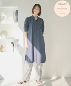 #Newans 【ANSWER for 骨格ストレート】バンドカラーシャツワンピース