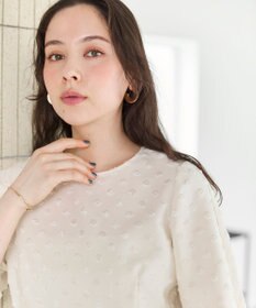 #Newans 【洗濯機可】ジャガ―ドドットペプラムブラウス