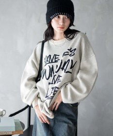 WEGO ハンドライティングジャガードニット