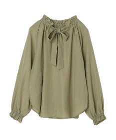 Green Parks スタンドフリルボウタイブラウス