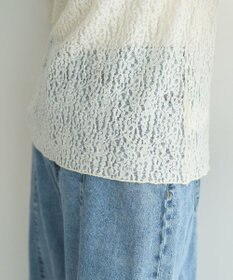 YECCA VECCA 5分袖レースシアートップス