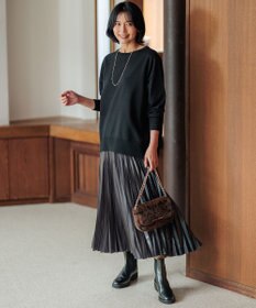 23区 【洗える】レザーライクプリーツ スカート