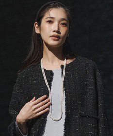 23区 プチパール ロング ネックレス アイボリー系