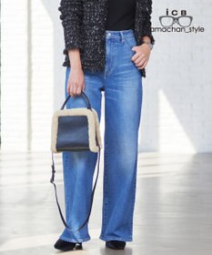 ICB 【WEB限定】【ICB×tamachan_style コラボ】スタイルアップ ワイドデニム ライトインディゴ系