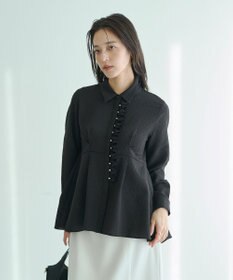 YECCA VECCA パールジャガードペプラムブラウス