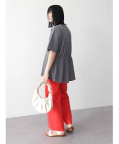 Green Parks 綿麻混タックストレートワイドパンツ