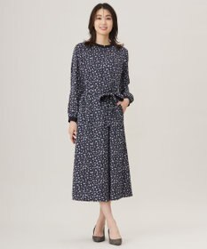 J.PRESS LADIES L 【洗える】スパンウェーブフラワープリント ワンピース