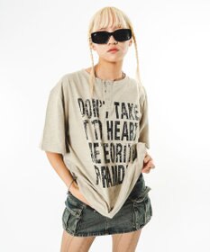 WEGO 【ユニセックス着用ITEM】ビッグロゴスラブヘンリーネックT（SS）