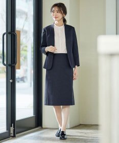 J.PRESS LADIES 【洗える・撥水・防汚】コットンFITTYシャーク ノーカラー ジャケット