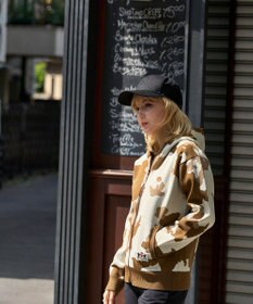 WOMEN】ピント柄 ジップアップニットフーディ / PW CIRCULUS