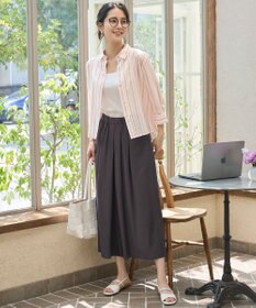 自由区 【ドラマ「明日はもっと いい日になる」着用】【接触冷感・吸水速乾・洗える】ナチュラルリネンクロップド丈 シャツ