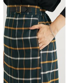 Green Parks ベルトデザインチェックＩラインスカート