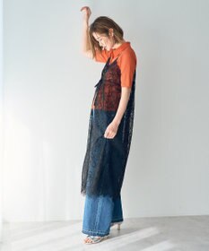 YECCA VECCA リーフ柄レースキャミワンピース