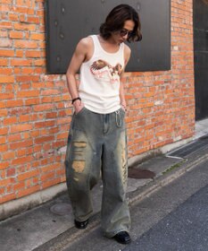 WEGO グラフィックリブタンクトップ