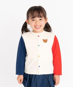 MIKI HOUSE HOT BISCUITS 【70-110cm】 接結天竺素材 ワンポイントカーディガン