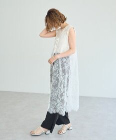 YECCA VECCA リーフ柄レースキャミワンピース