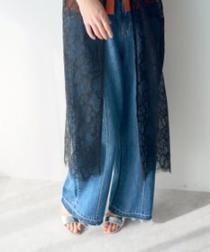 YECCA VECCA リーフ柄レースキャミワンピース