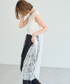 YECCA VECCA リーフ柄レースキャミワンピース