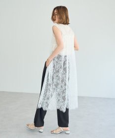 YECCA VECCA リーフ柄レースキャミワンピース