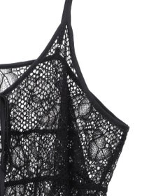 YECCA VECCA リーフ柄レースキャミワンピース