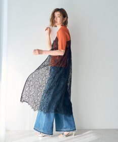 YECCA VECCA リーフ柄レースキャミワンピース