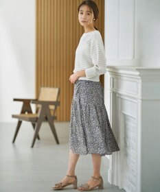 組曲 L フラワーレイヤープリント ギャザースカート