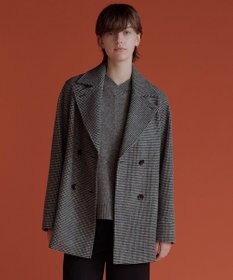 J.PRESS LADIES L チェックビーバー Pコート ブラックチェック系