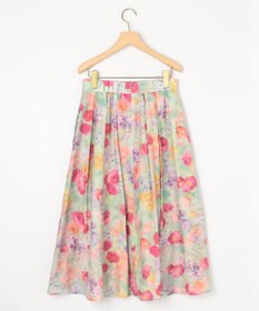 組曲 ピオニーシフォンプリント フレアスカート