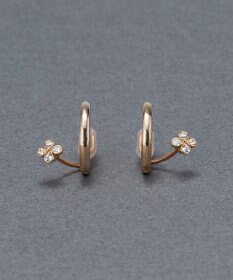 Phoebe 【金属アレルギー対応】【痛くないシリーズ】フラワービジューフロートライトフィットイヤリング　シャンパンゴールド