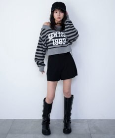 WEGO グラフィックオフショルショートスウェット