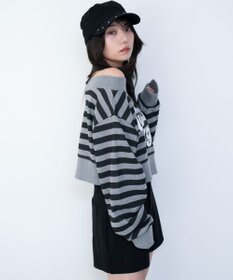 WEGO グラフィックオフショルショートスウェット