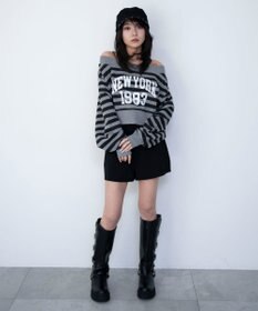 WEGO グラフィックオフショルショートスウェット
