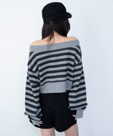 WEGO グラフィックオフショルショートスウェット