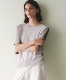 BEIGE， JULIE / コットンシルク 2WAY半袖ニット Lilac