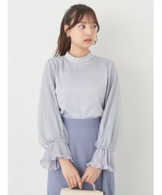 earth music&ecology チュール袖スタンドカラートップス
