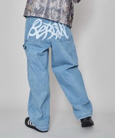 WEGO 【ウエスト紐で調整】イージーペインターグラフィックデニムパンツ