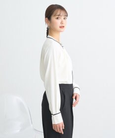 earth music&ecology バイカラータックブラウス