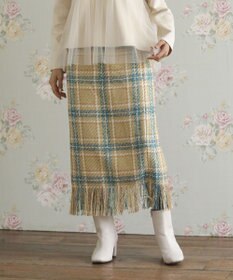 Green Parks ・ＳＵＧＡＲ　ＳＰＯＯＮ　チェックフリンジスカート