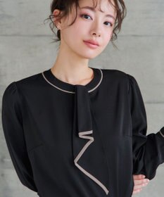 Tiaclasse 【2WAY・洗える】取り外し可能な​配色パイピングボウタイブラウス