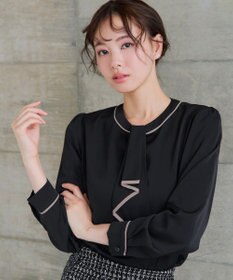 Tiaclasse 【2WAY・洗える】取り外し可能な​配色パイピングボウタイブラウス