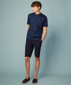 JOSEPH ABBOUD 【キングサイズ・吸水速乾】リーフ柄ジャガード クルーネック Tシャツ