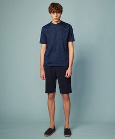 JOSEPH ABBOUD 【キングサイズ・吸水速乾】リーフ柄ジャガード クルーネック Tシャツ