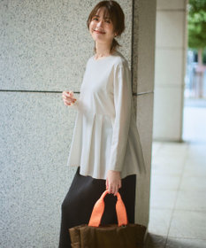 23区 S 【ご好評につき新色追加】ナチュラルコットンベアコンビ ペプラム カットソー