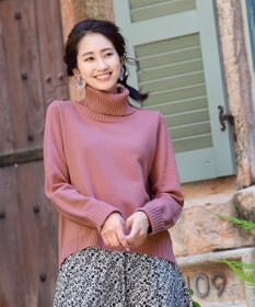 Tiaclasse 【洗える】もっちり柔らかいリブタートルプルオーバーニット