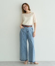 YECCA VECCA 5分袖レースシアートップス