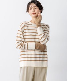23区 【見上愛さん着用/Oggi・STORY掲載】ピュアカシミヤ クルーネック ニット オフ×キャメル